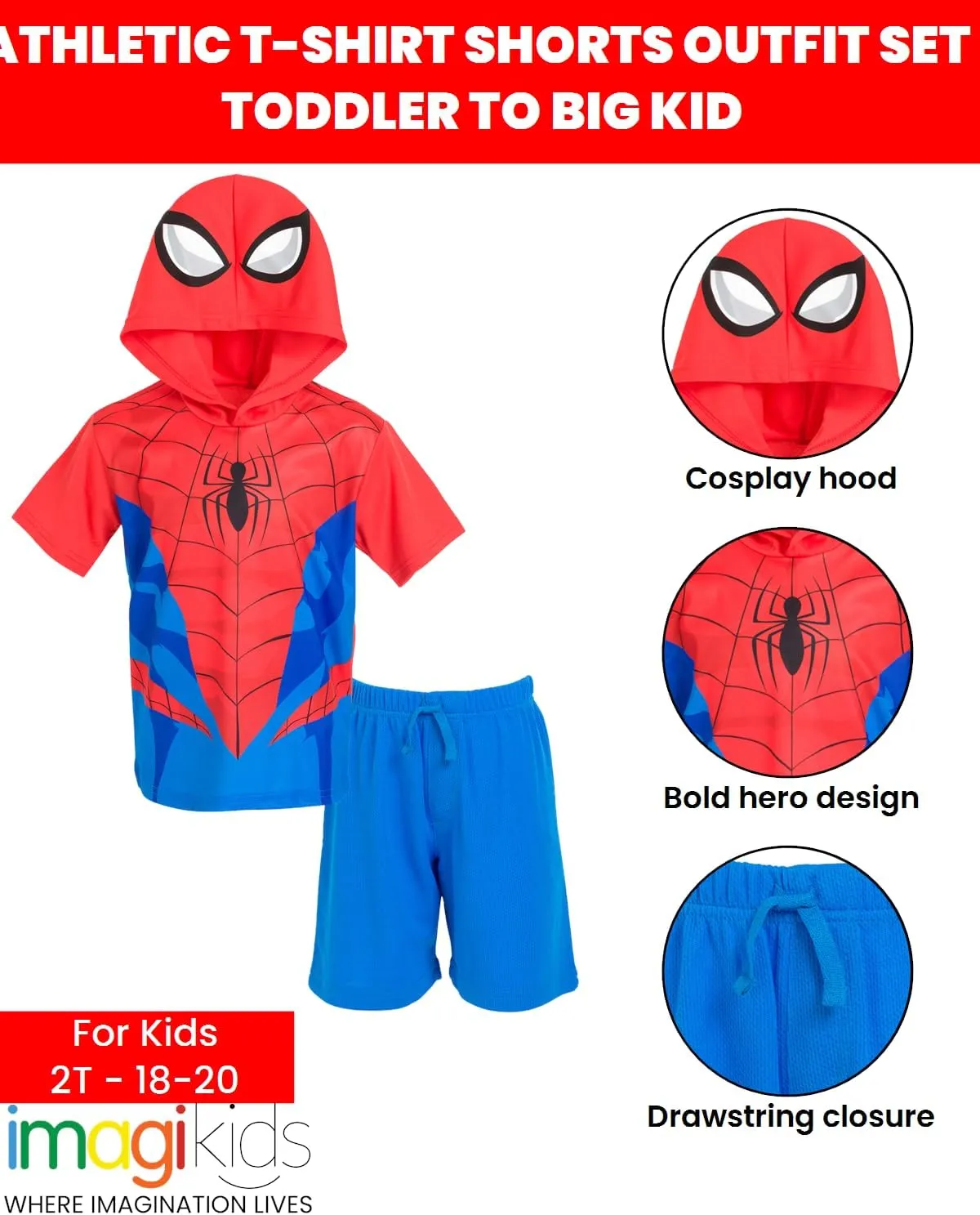 Marvel Athletic T-Shirt and Mesh Shorts Outfit Set Toddler to Big Kid Sizes (2T - 18-20)
