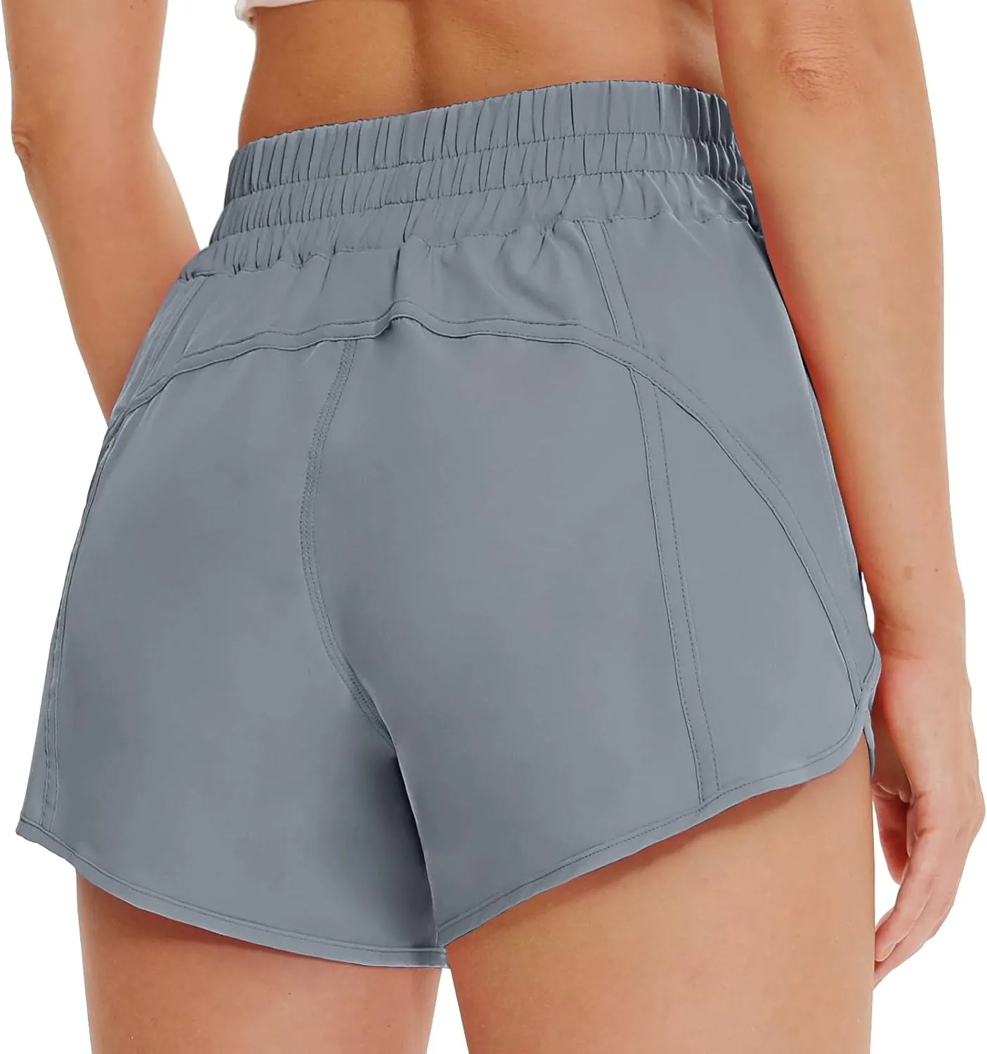 MCEDAR 4" Athletic Shorts for Women with Liner 2 in 1 Running Shorts Quick Dry Zipper Pocket Gym Workout Shorts