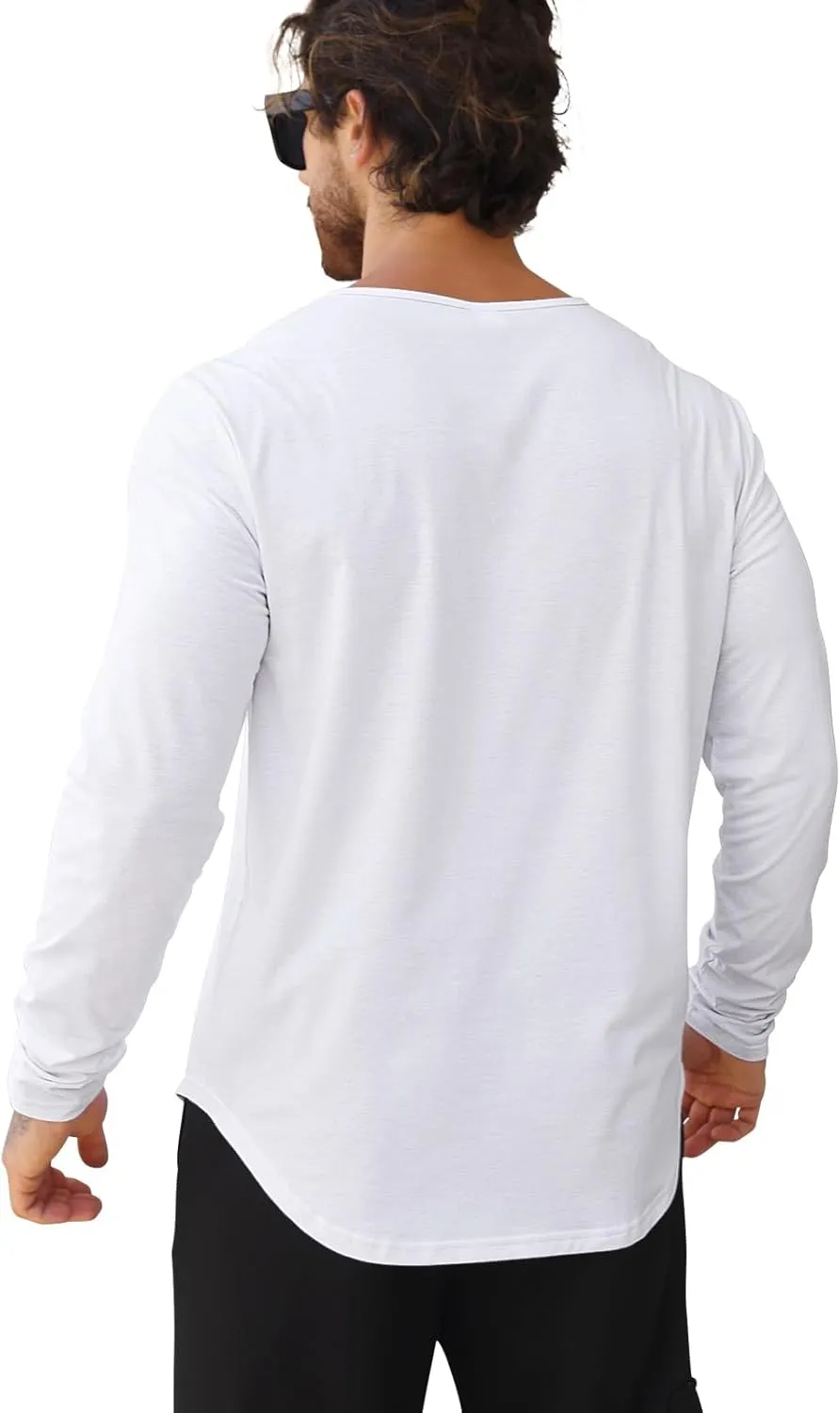 Mens 3 Pack T Shirts Casual Fashion Longline V-Neck Shirt Tee