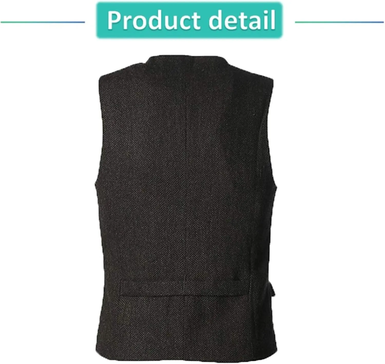 Men's Casual Plus Size Vest with 3 Pockets Wedding Herringbone Slim Fit Waistcoat Jacket Tank Top for Prom,Daily