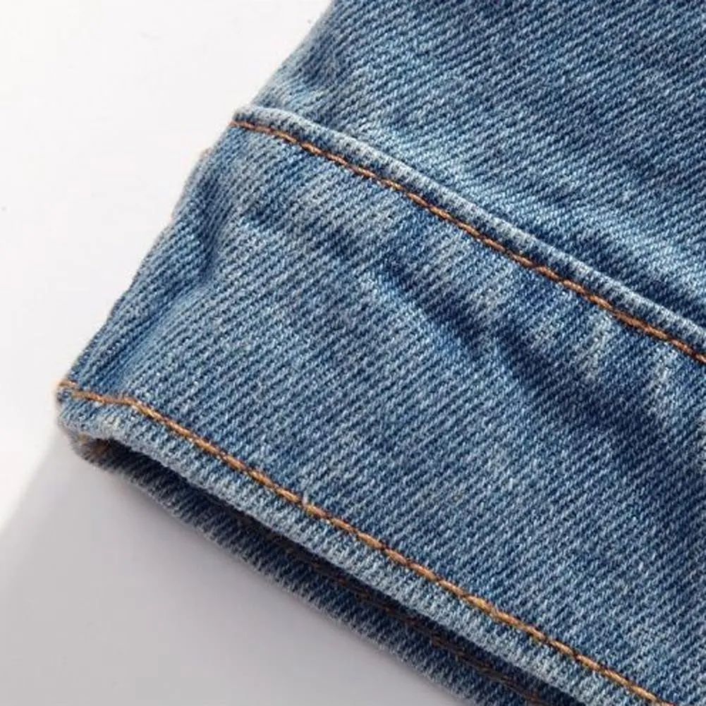 Mens Denim Vests Sleeveless Slim Fit Ripped Distressed Button Down Jean Vest Jackets