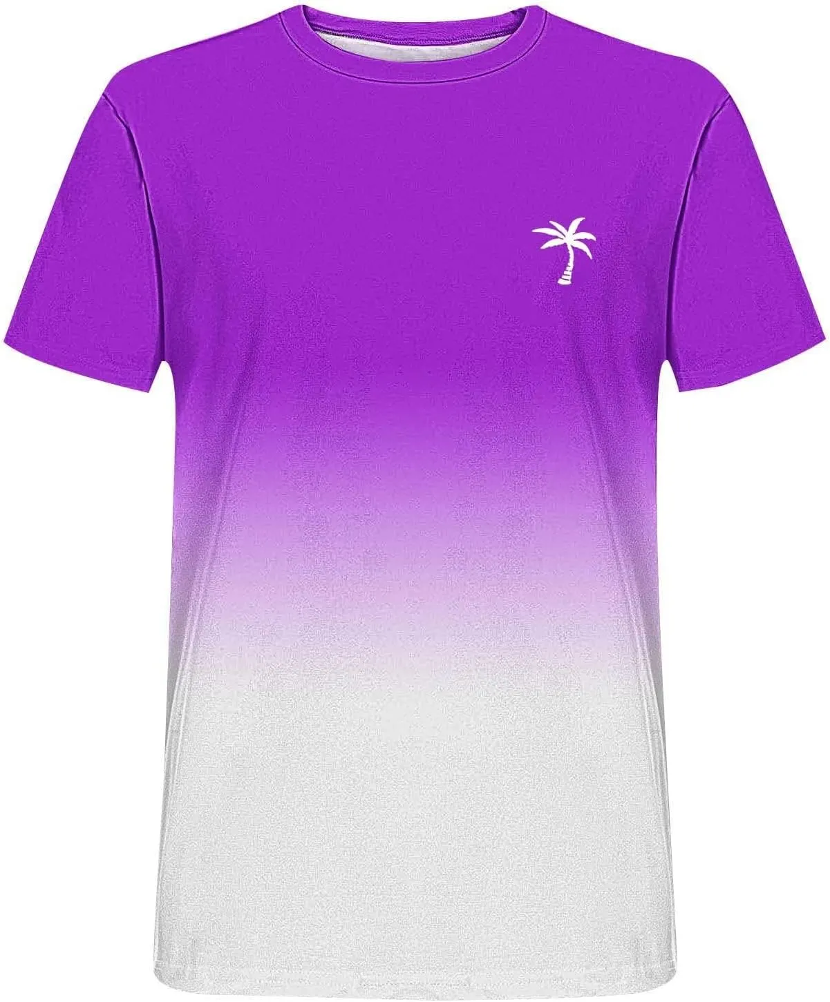 Men's Gradient Color Basic T Shirt Summer Loose Fit Short Sleeve Palm Tree Print Tee Trendy Beach Party Outdoor Fashion Top
