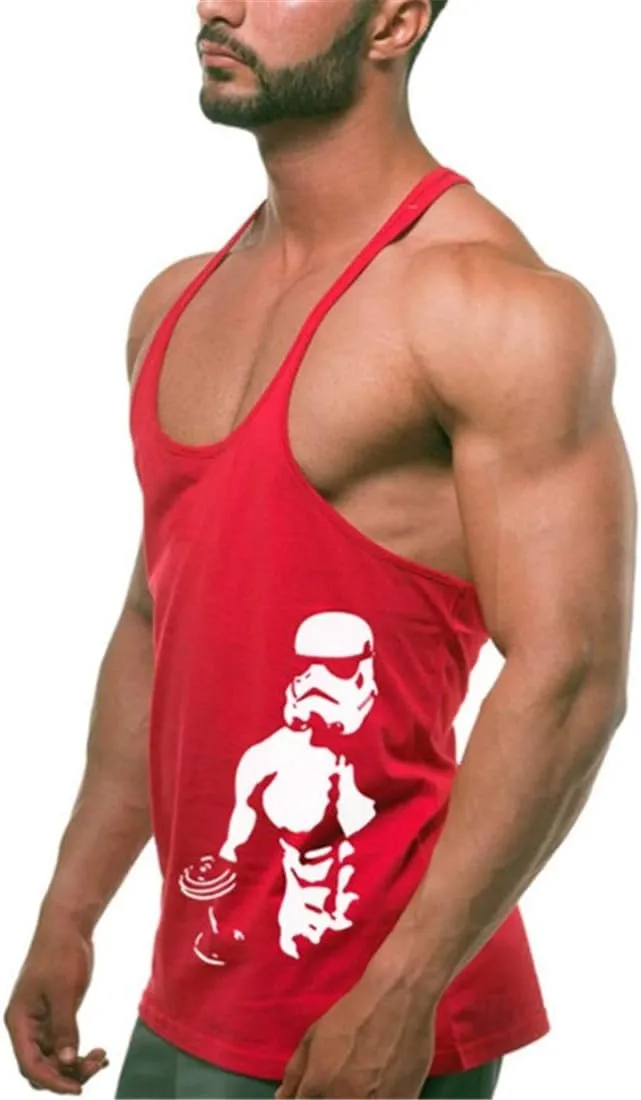 Men's Gym Stringer Tank Tops Y-Back Workout Muscle Tee Sleeveless Fitness Bodybuilding T Shirts