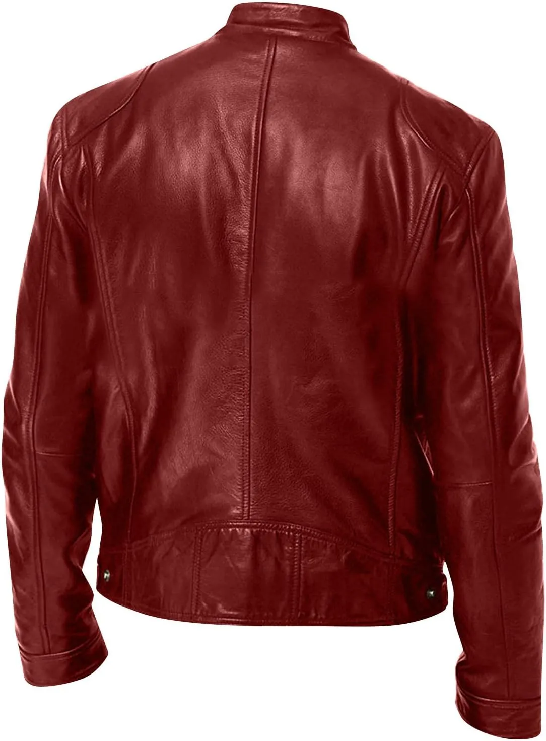 Men'S Leather Jacket Fashion Men Autumn Winter Warm Casual Leather Zipper Long Sleeve Jacket Coat