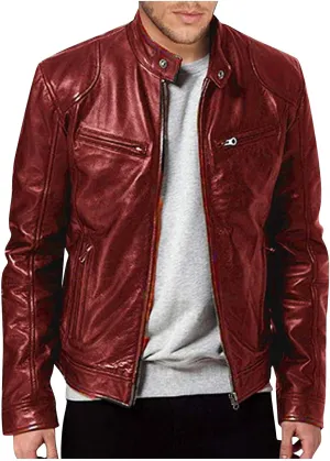Men'S Leather Jacket Fashion Men Autumn Winter Warm Casual Leather Zipper Long Sleeve Jacket Coat