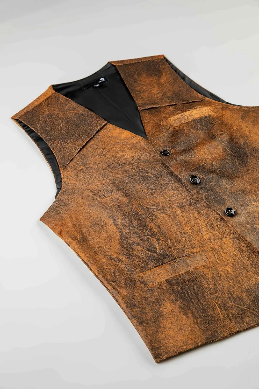 Men's Leather Suit Vest Casual Western Vest Jacket V-Neck Dress Vest Waistcoats