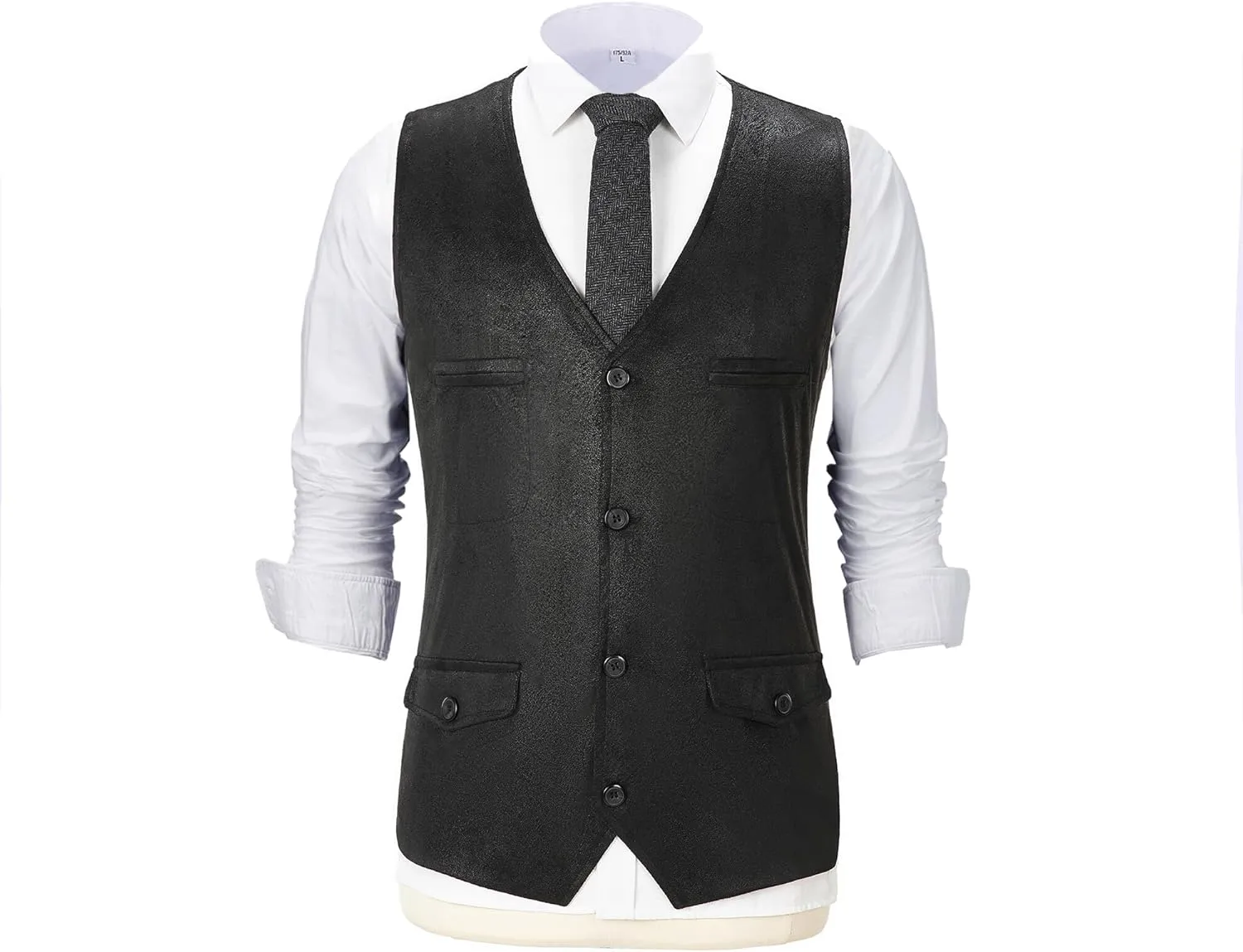 Men's Leather Suit Vest Casual Western Vest Jacket V-Neck Dress Vest Waistcoats