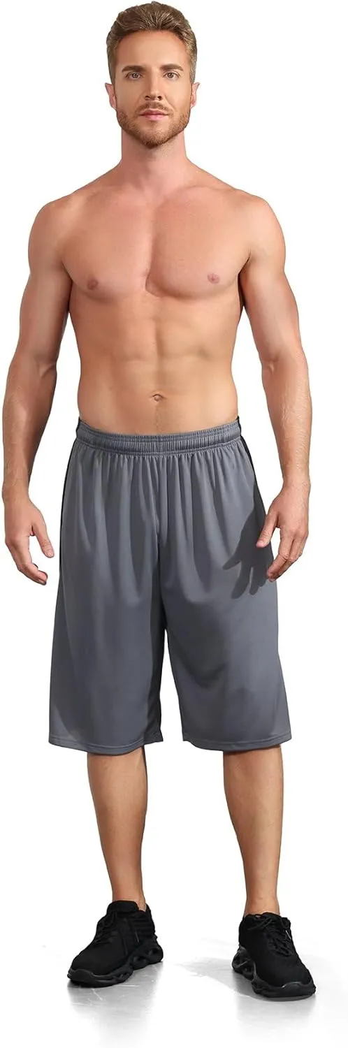 Men's Long Athletic Shorts Basketball Gym Quick Dry Camo Shorts with Pockets