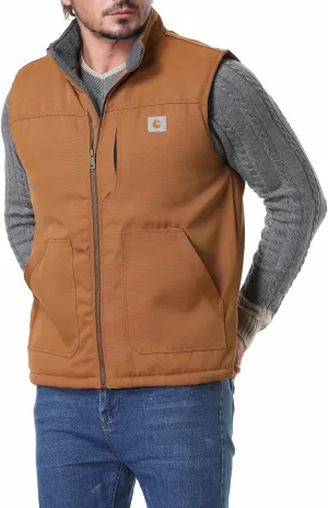 Men's Loose Fit Workwear Vest Fleece-Lined Durability Waterproof Mock-Neck Vest