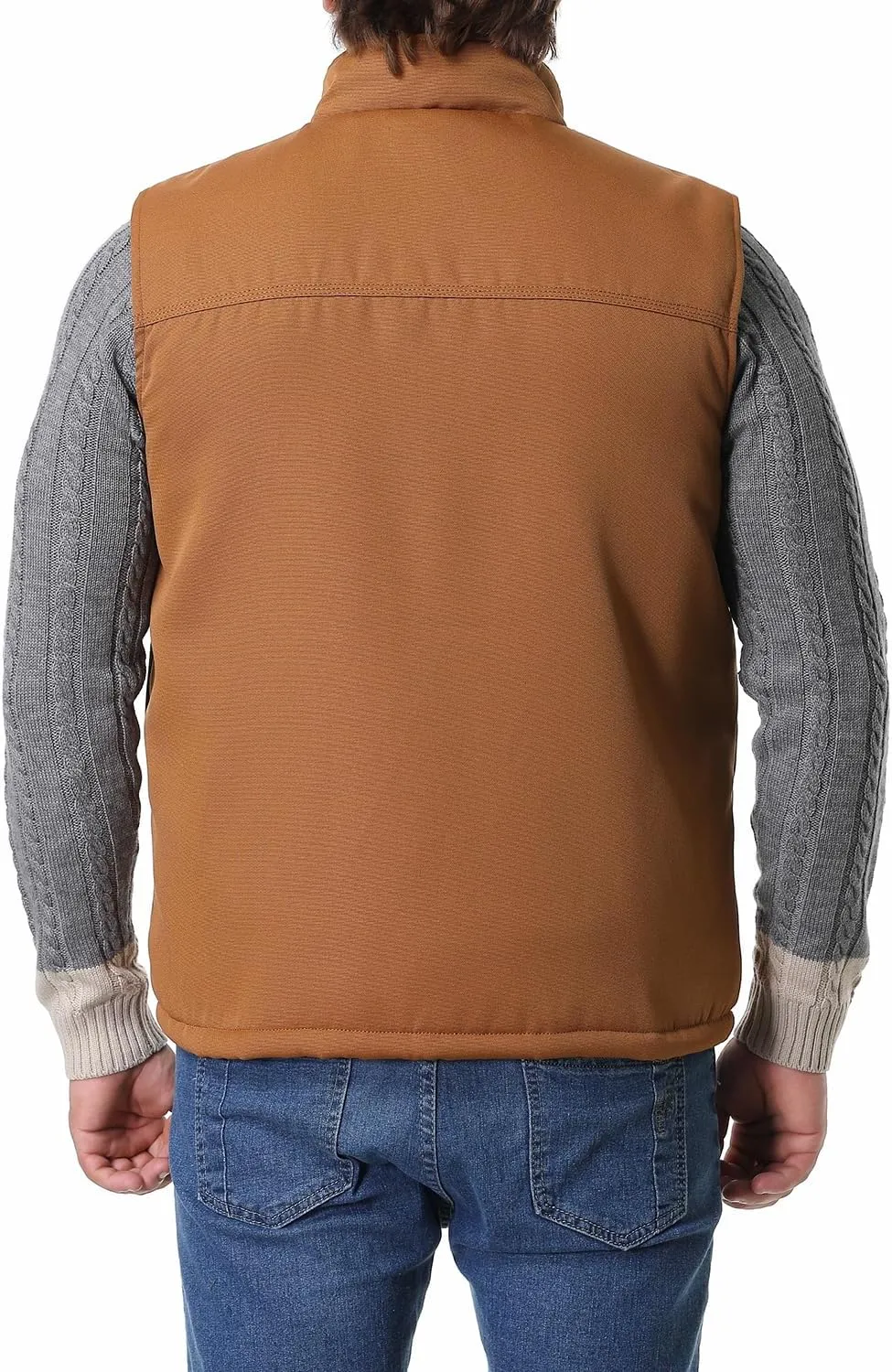 Men's Loose Fit Workwear Vest Fleece-Lined Durability Waterproof Mock-Neck Vest