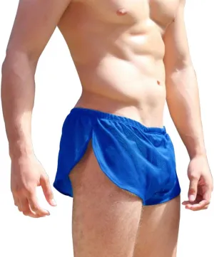 Men's Split Side Short Shorts Sexy Breathable Large Split Sides Mesh Athletic Shorts