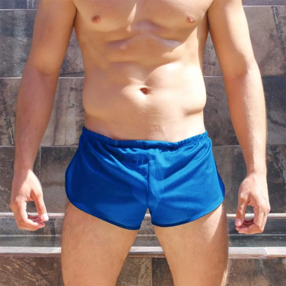 Men's Split Side Short Shorts Sexy Breathable Large Split Sides Mesh Athletic Shorts