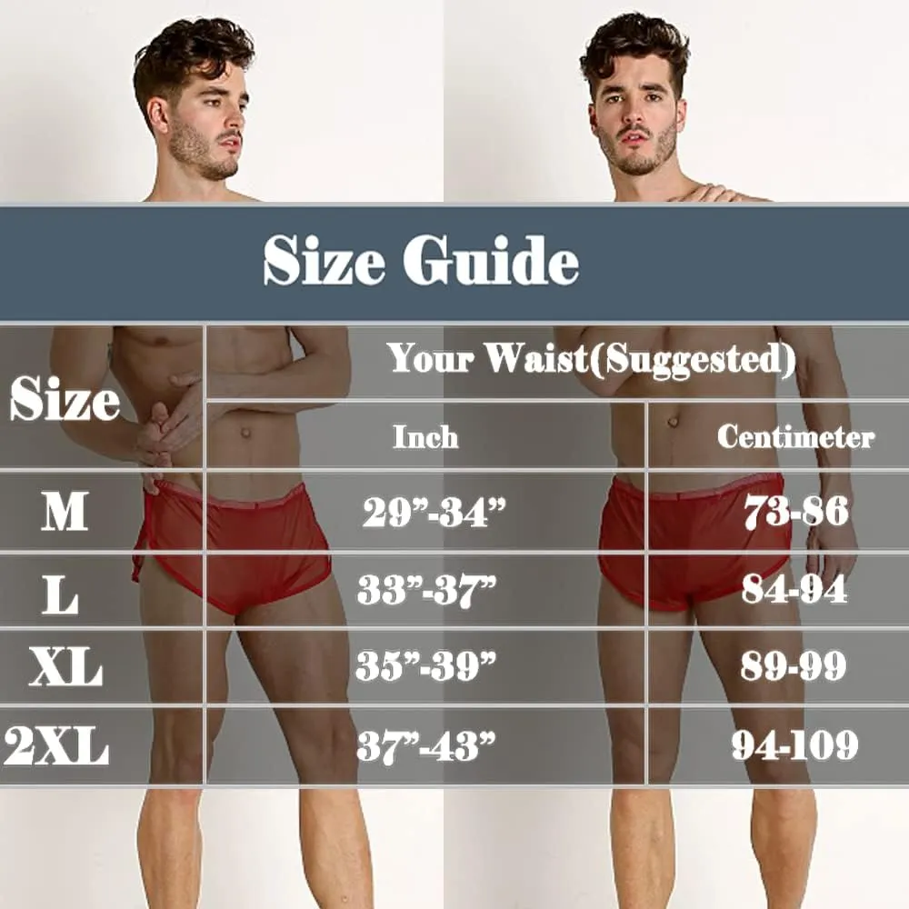 Men's Split Side Short Shorts Sexy Breathable Large Split Sides Mesh Athletic Shorts