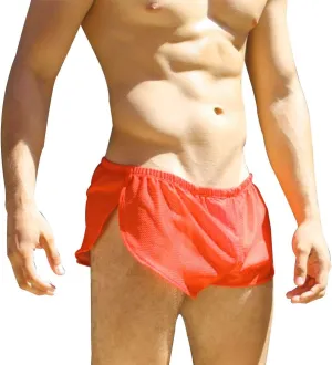 Men's Split Side Short Shorts Sexy Breathable Large Split Sides Mesh Athletic Shorts