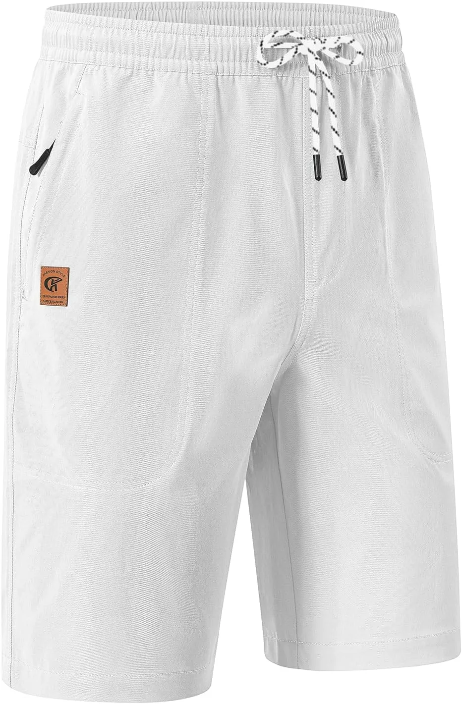 Men's Stretch Shorts Casual Classic Fit Drawstring Summer Beach Shorts with Zipper Pockets