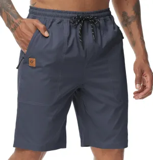 Men's Stretch Shorts Casual Classic Fit Drawstring Summer Beach Shorts with Zipper Pockets