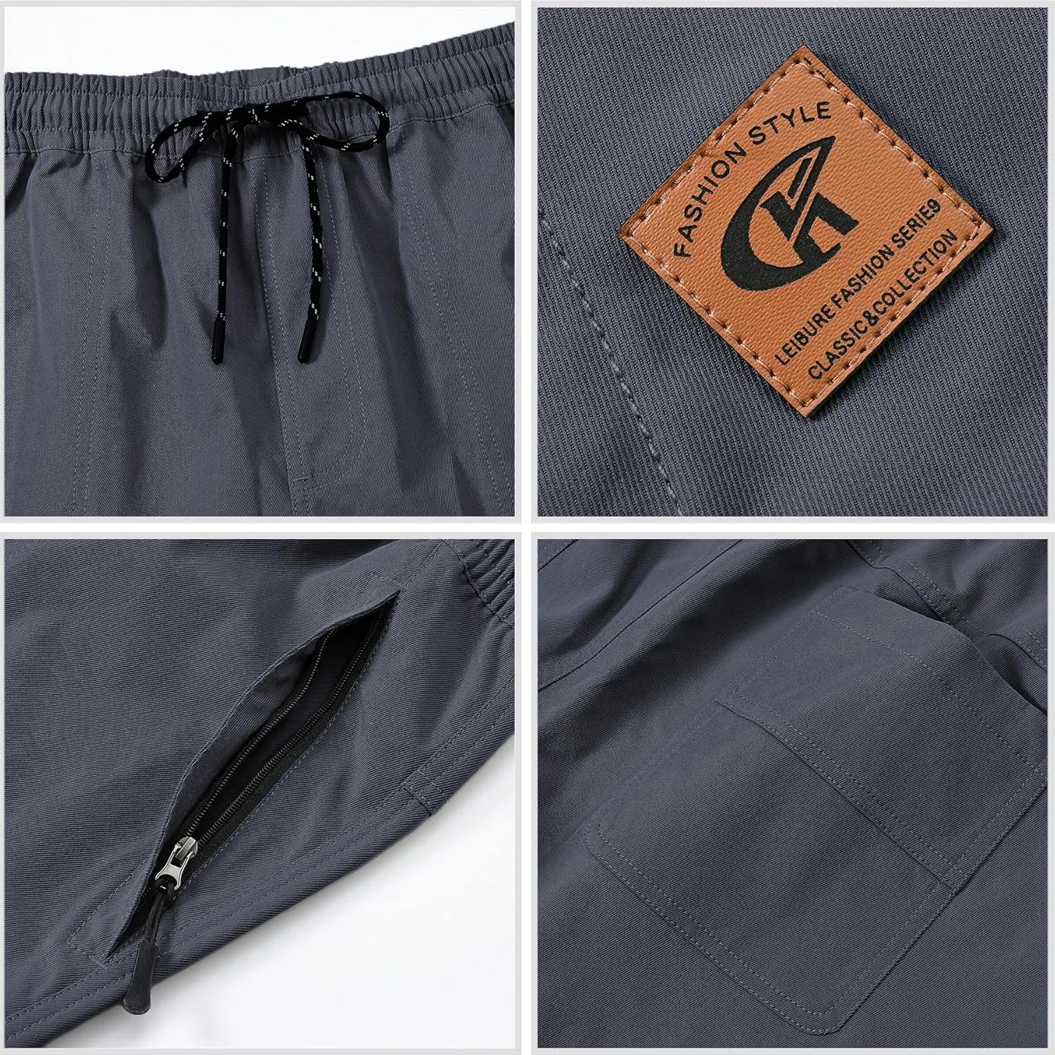 Men's Stretch Shorts Casual Classic Fit Drawstring Summer Beach Shorts with Zipper Pockets