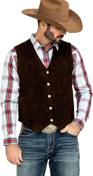 Men's Suede Vest Western Cowboy Jacket Summer Steampunk Waistcoat
