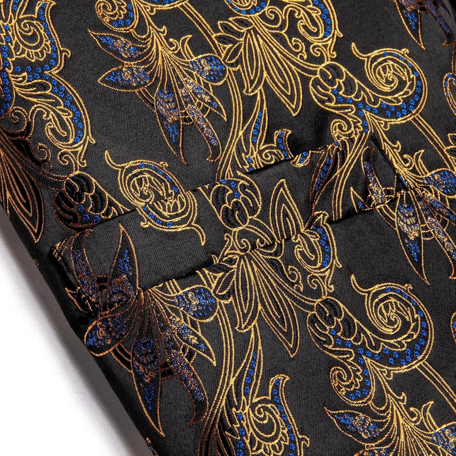 Mens Suit Vest 4PC Silk Paisley Vest with Necktie Pocket Square Cufflinks Formal Woven Waistcoat for Suit Tuxedo