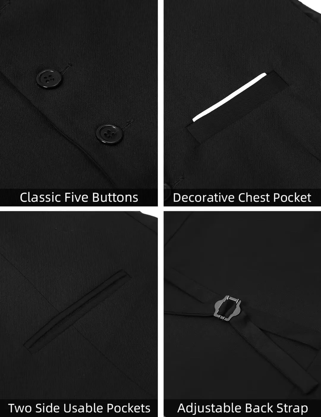 Mens Suit Vest, Business Formal Dress Vest for Men Solid Slim Fit Waistcoat, S-3XL