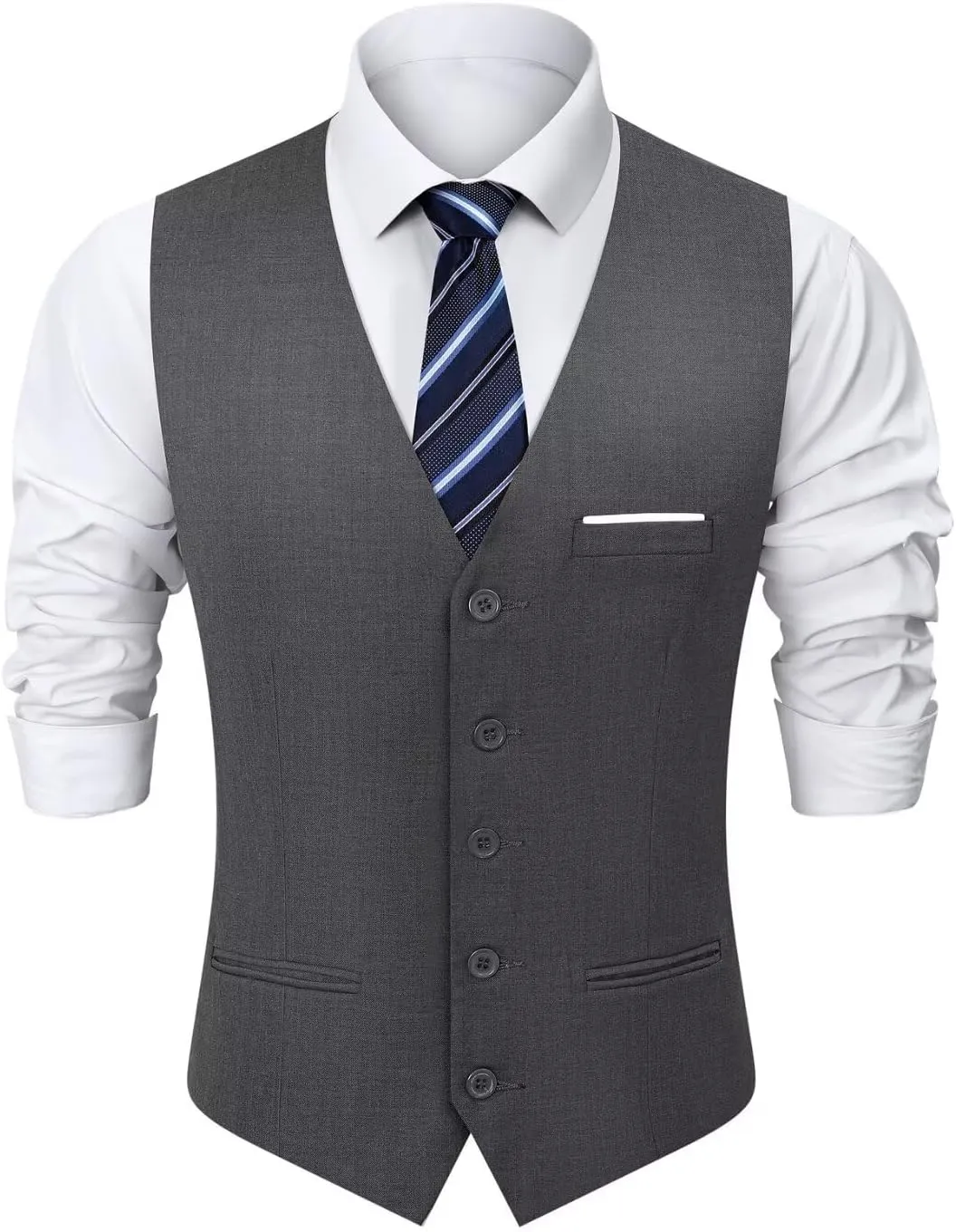 Mens Suit Vest, Business Formal Dress Vest for Men Solid Slim Fit Waistcoat, S-3XL