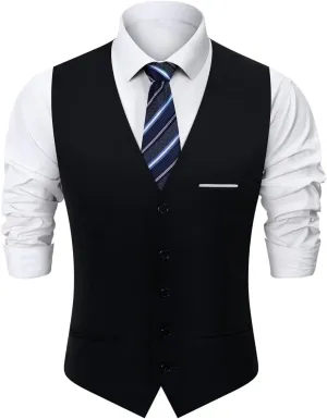 Mens Suit Vest, Business Formal Dress Vest for Men Solid Slim Fit Waistcoat, S-3XL