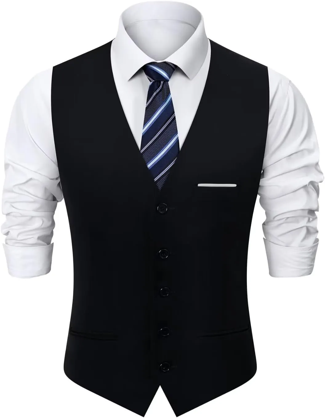 Mens Suit Vest, Business Formal Dress Vest for Men Solid Slim Fit Waistcoat, S-3XL