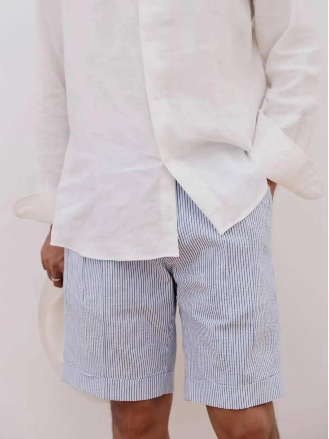 Mens Summer Seersucker Slim Fit Suit Shorts Mens Causal Polyester Sear Sucker Shorts