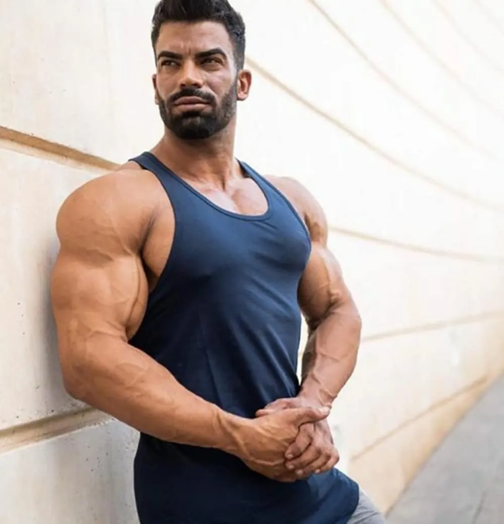 Men's Tank Tops Workout Gym Sleeveless Bodybuilding Shirts Fitness Athletic Muscle Tee