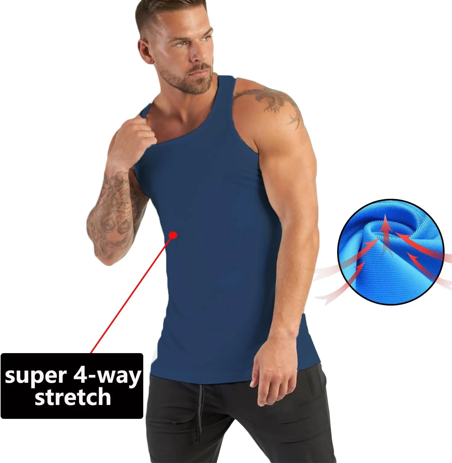 Men's Tank Tops Workout Gym Sleeveless Bodybuilding Shirts Fitness Athletic Muscle Tee