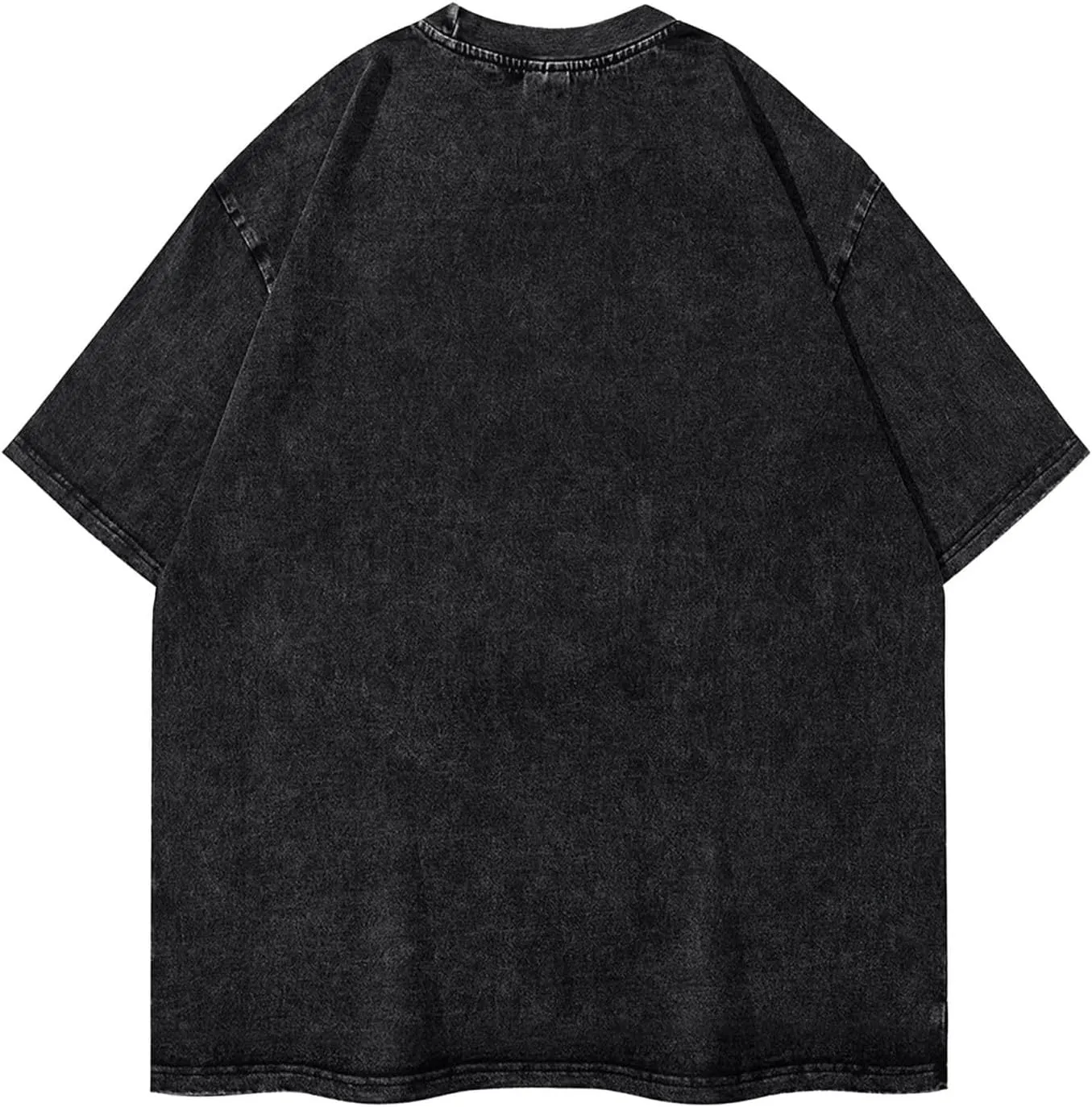 Mens Vintage Oversized Drop Shoulder Fashion T Shirt Loose Wash Solid Tee Tops