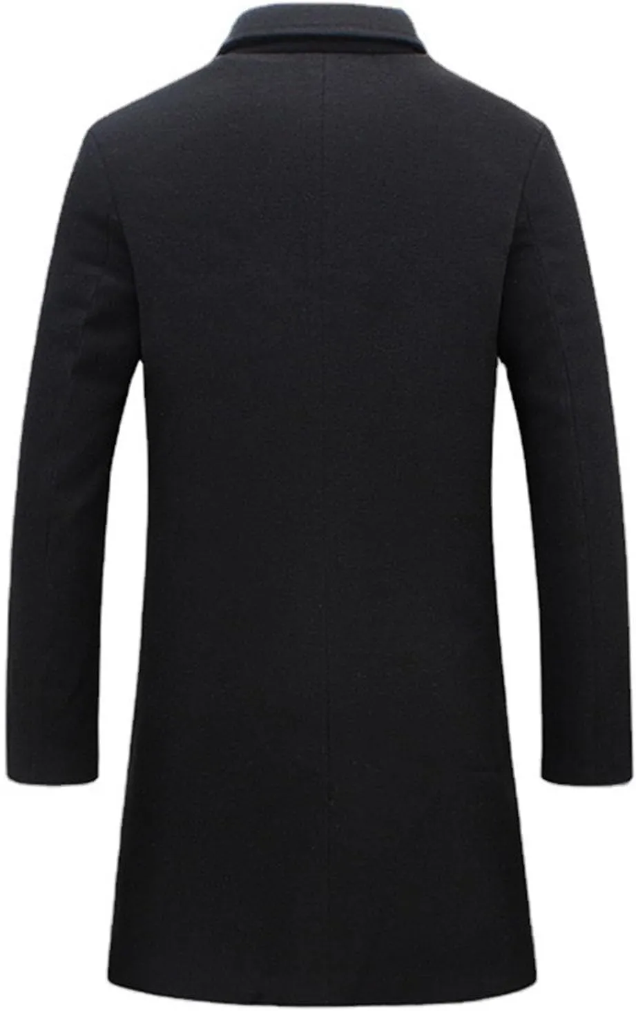 Men's Wool Blend Trench Coat Notched Lapel Collar Single Breasted Overcoat Slim Fit Warm Business Work Long Pea Coat