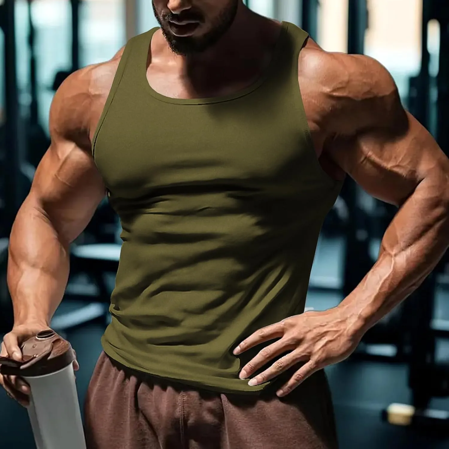 Men's Workout Tank Top Casual Soft Sleeveless Gym Muscle Shirts Bodybuilding Tee