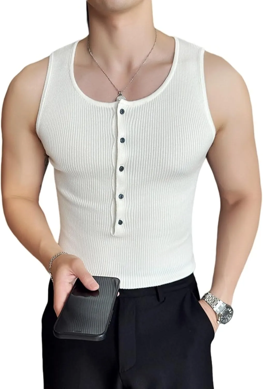 Men's Workout Tank Tops Sleeveless Quick Dry T Shirts Crew Neck Athletic Yoga Tee Shirts