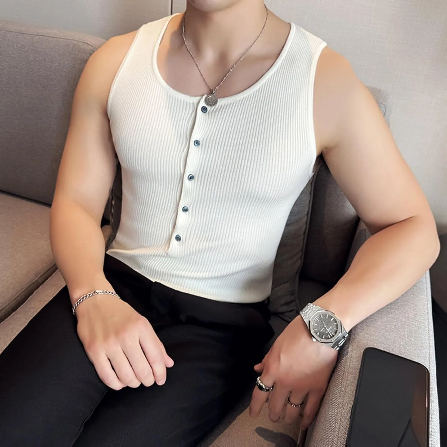 Men's Workout Tank Tops Sleeveless Quick Dry T Shirts Crew Neck Athletic Yoga Tee Shirts