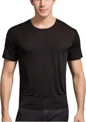 METWAY Mens Mulberry Silk T Shirt/Casual Short Sleeve Crew Neck Silk TEE Shirts/Super Soft and Breathable Workout Shirts