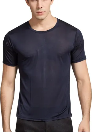 METWAY Mens Mulberry Silk T Shirt/Casual Short Sleeve Crew Neck Silk TEE Shirts/Super Soft and Breathable Workout Shirts