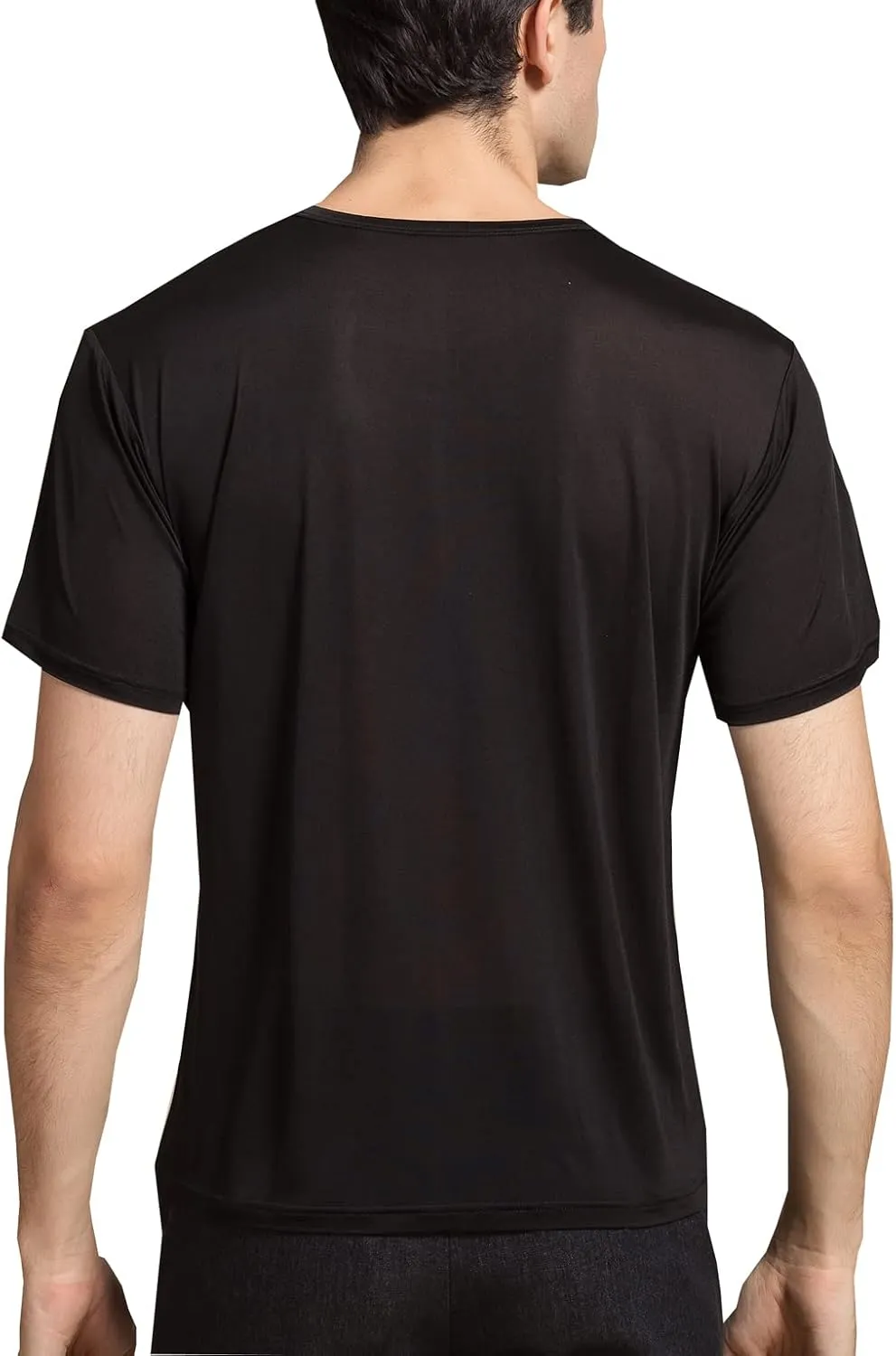 METWAY Mens Mulberry Silk T Shirt/Casual Short Sleeve Crew Neck Silk TEE Shirts/Super Soft and Breathable Workout Shirts