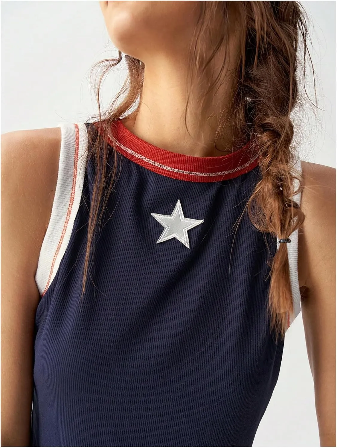 Milumia Women Star Crop Tank Tops Y2k Going Out Sleeveless Tee Shirts