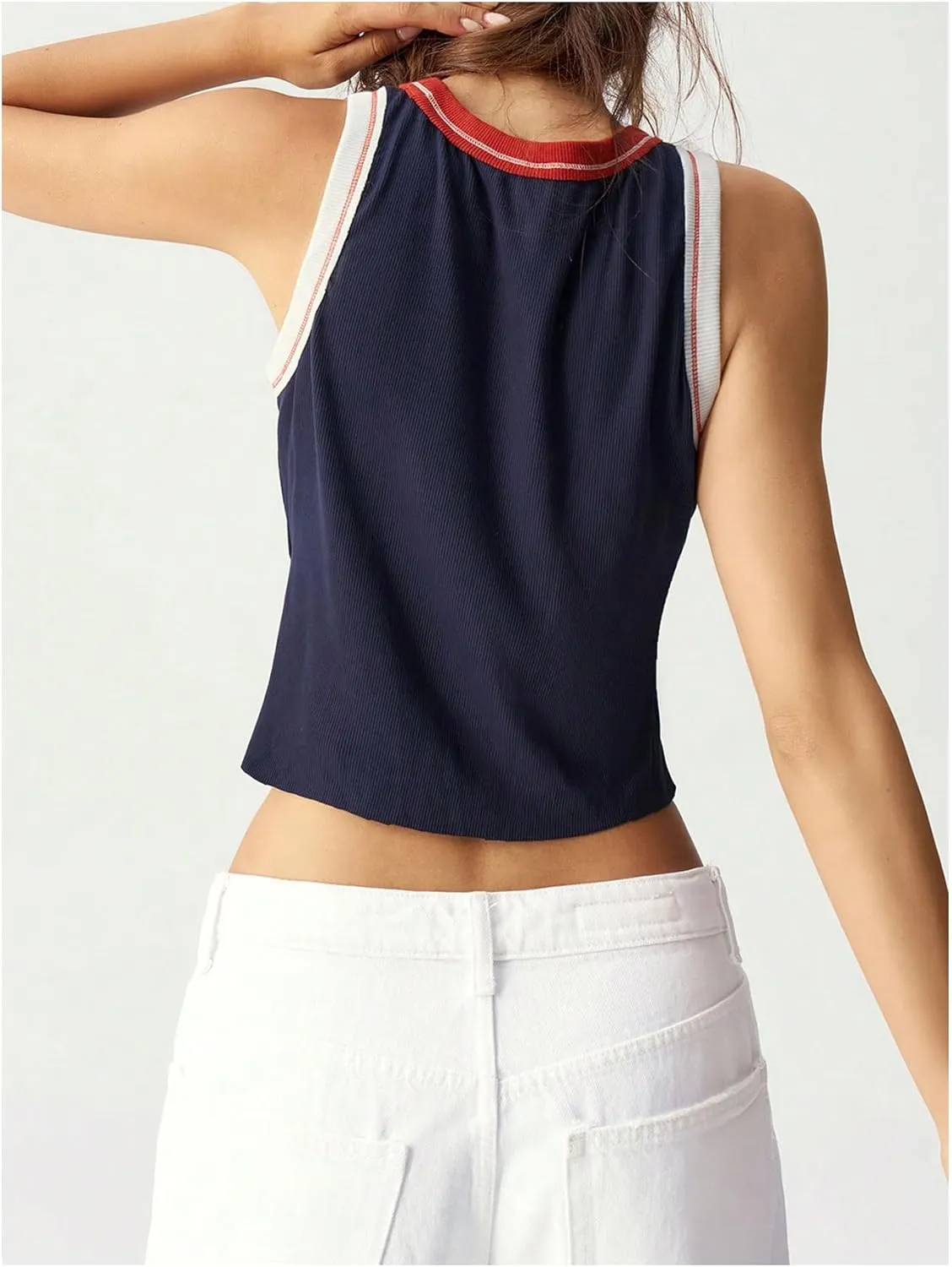 Milumia Women Star Crop Tank Tops Y2k Going Out Sleeveless Tee Shirts