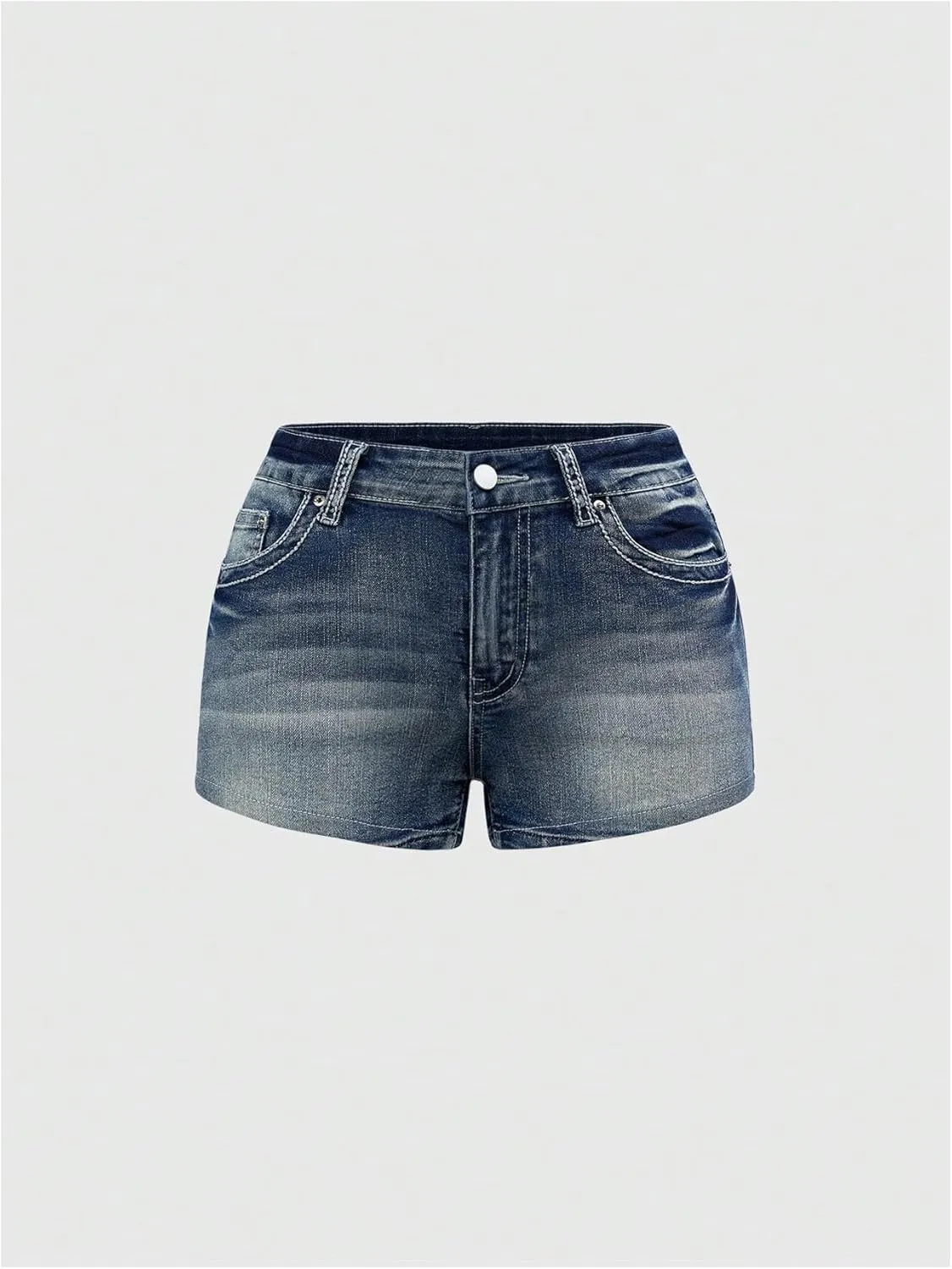 Milumia Women's Y2k Rhinestone Decor Denim Shorts Punk Skinny Mini Shorts with Pocket