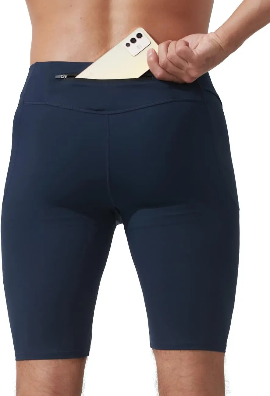 MIZOK Men's Elastic Compression Shorts Sports Performance Active Workout Tight Shorts with Pocket