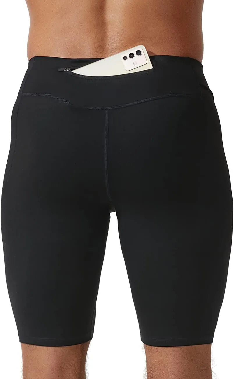 MIZOK Men's Elastic Compression Shorts Sports Performance Active Workout Tight Shorts with Pocket