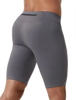 MIZOK Men's Elastic Compression Shorts Sports Performance Active Workout Tight Shorts with Pocket