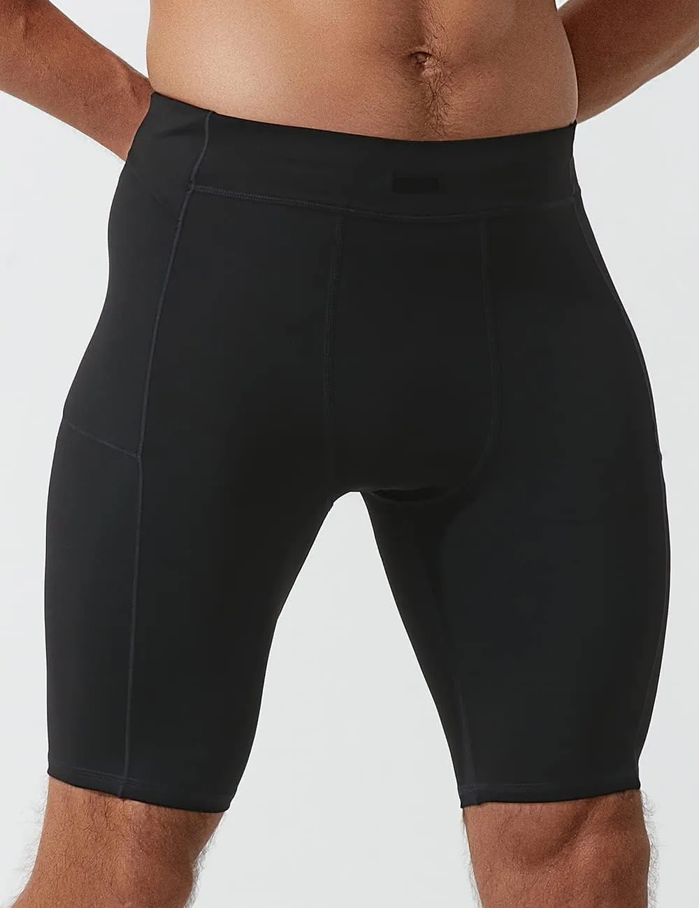 MIZOK Men's Elastic Compression Shorts Sports Performance Active Workout Tight Shorts with Pocket