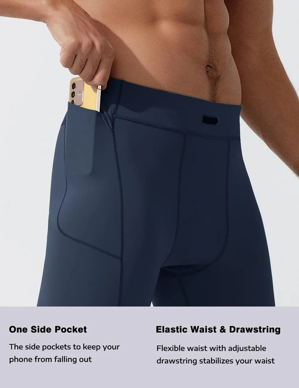 MIZOK Men's Elastic Compression Shorts Sports Performance Active Workout Tight Shorts with Pocket