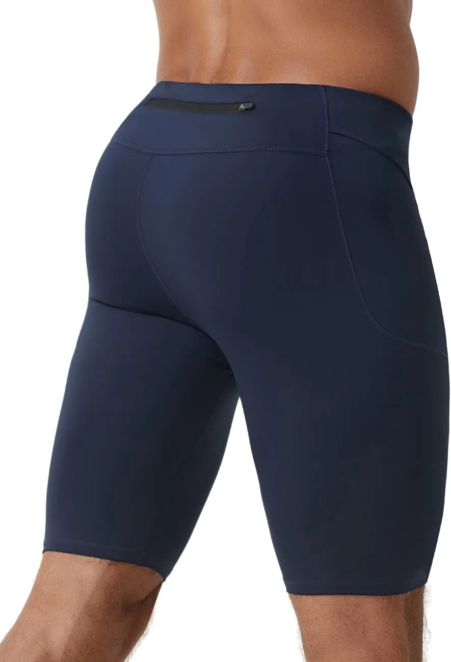MIZOK Men's Elastic Compression Shorts Sports Performance Active Workout Tight Shorts with Pocket