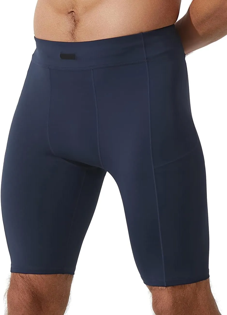 MIZOK Men's Elastic Compression Shorts Sports Performance Active Workout Tight Shorts with Pocket