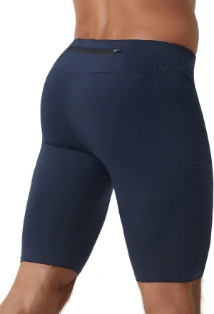 MIZOK Men's Elastic Compression Shorts Sports Performance Active Workout Tight Shorts with Pocket