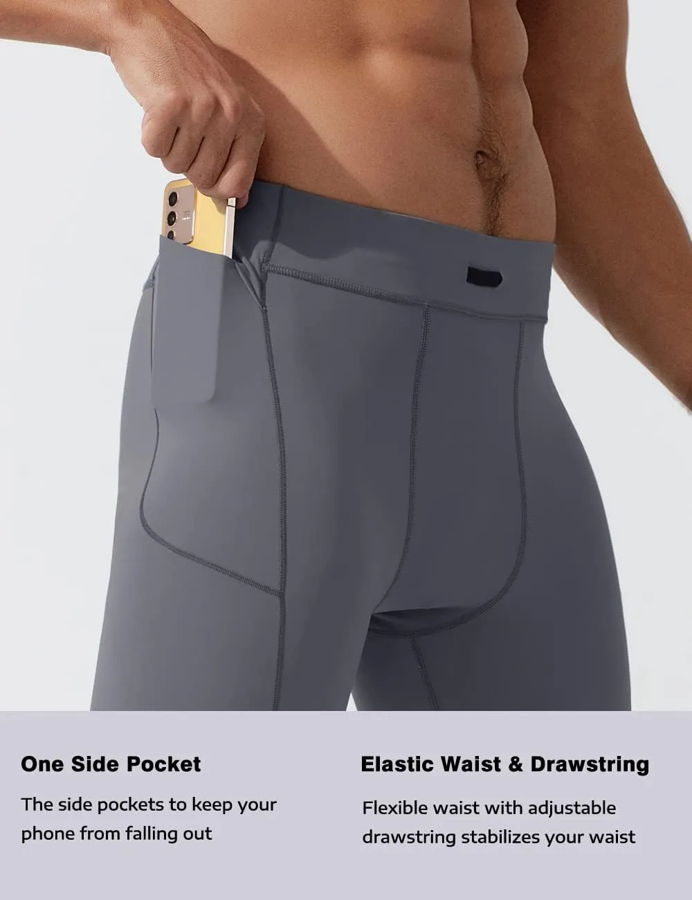 MIZOK Men's Elastic Compression Shorts Sports Performance Active Workout Tight Shorts with Pocket